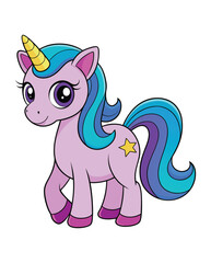 A beautiful cartoon unicorn horse illustration