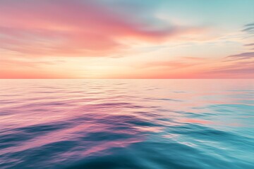 Fototapeta premium Serene ocean under a colorful sunset sky with pink and orange hues. Tranquil water reflecting the vibrant colors of the sky