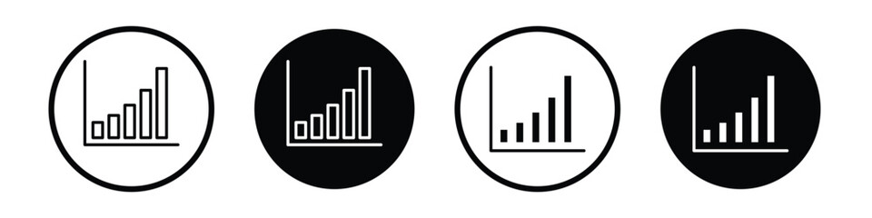 Bar diagram vector icon set black filled and outlined style.