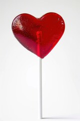 Red heart-shaped candy lollipop