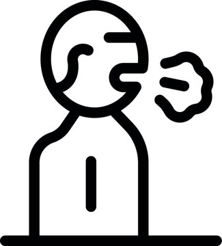 recommend clip art: Sick man coughing with mouth open spreading virus outline icon