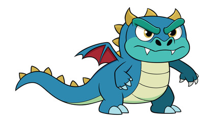 A angry dragon cartoon character design illustration