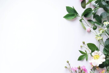Fototapeta premium Floral minimalist white background