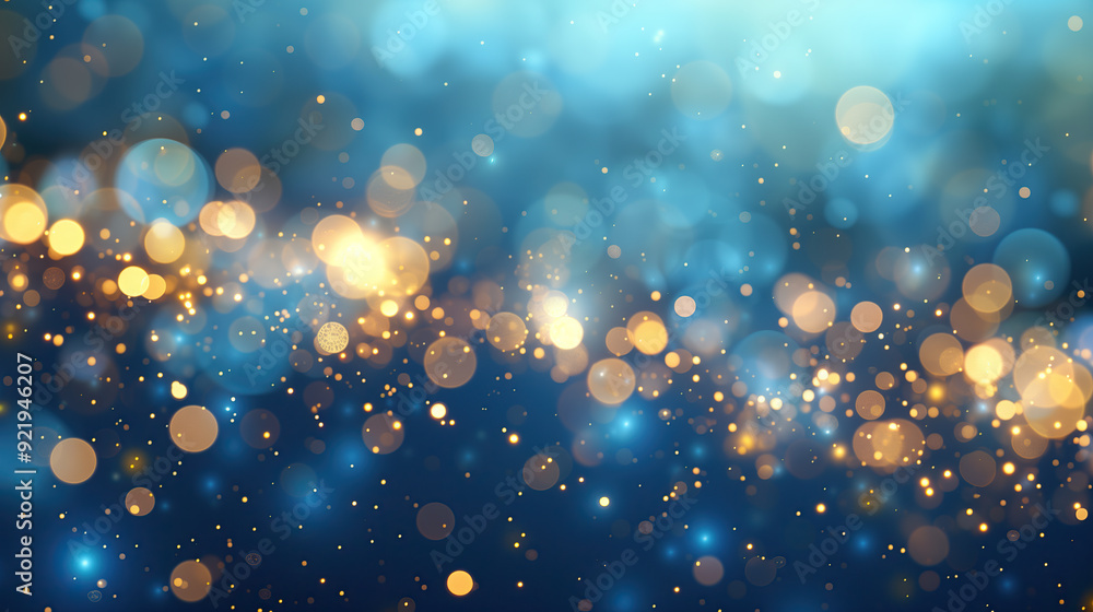 Wall mural gold sparklers firework. blue bokeh abstract background for new year's eve.