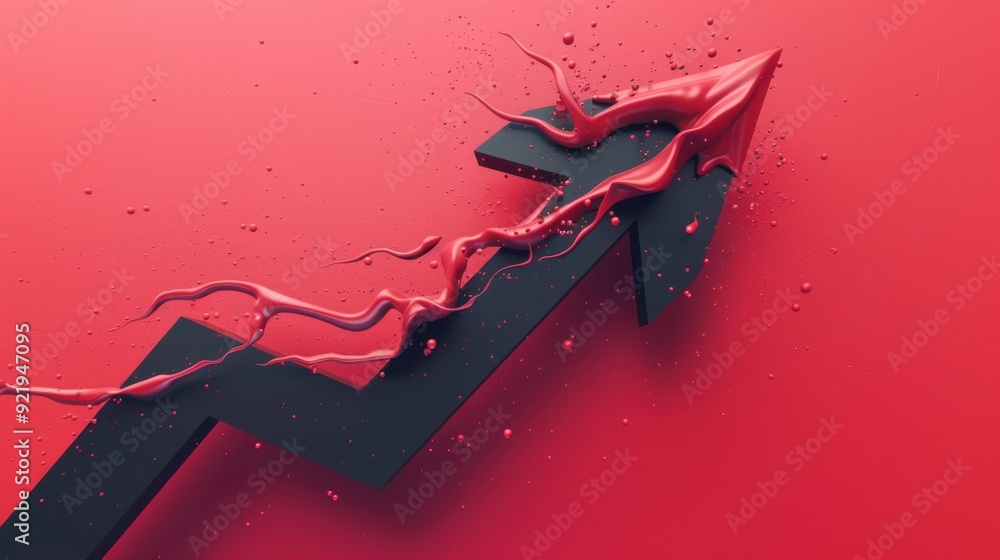 Aufkleber a dynamic upward arrow with vibrant red paint splashes, symbolizing growth and progress. the image c