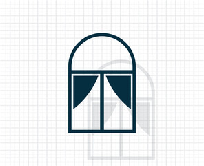 Vector dark color icon with shadow on light checkered background