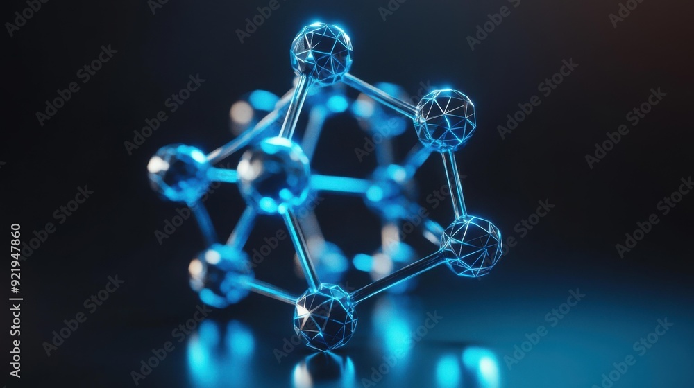 Poster a glowing molecular structure representing scientific innovation and technology. the image conveys a