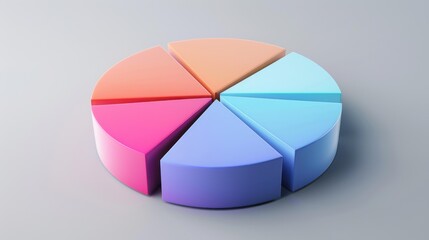 Obraz premium Colorful pie chart with smooth segments representing data distribution. The vibrant colors evoke a sense of creativity and clarity in data visualization.
