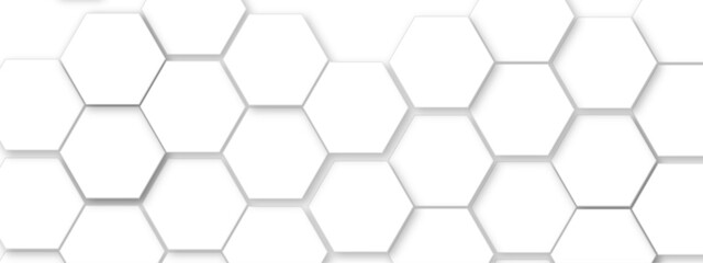 Abstract white hexagon pattern background. Abstract hexagon technology design background. Futuristic honeycomb mosaic white background. Vector Illustration. 