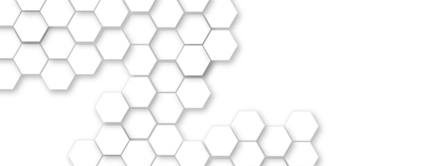 Abstract white hexagonal geometric background with shadow. Luxury white 3D futuristic honeycomb mosaic white background. Abstract white lines background. Vector Illustration.