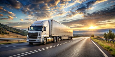 Truck driving on a busy highway