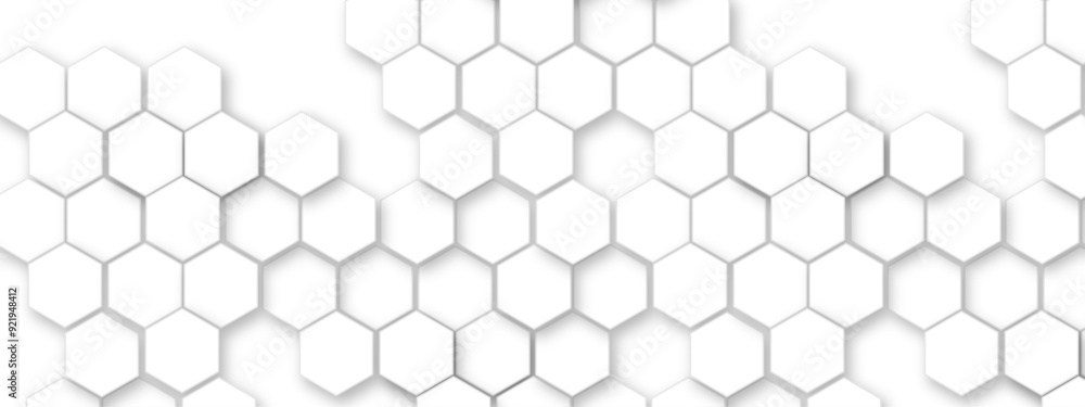Poster vector technology background with hexagon concept design. embossed hexagon , honeycomb white shadow.