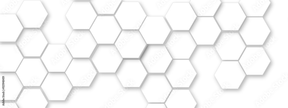 Poster vector technology background with hexagon concept design. embossed hexagon , honeycomb white shadow.