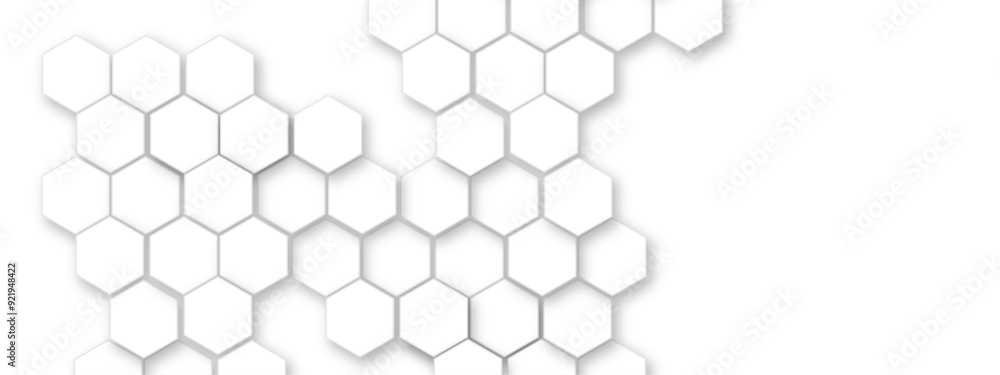 Poster abstract white soft hexagon concept design abstract technology background vector. white 3d futuristi