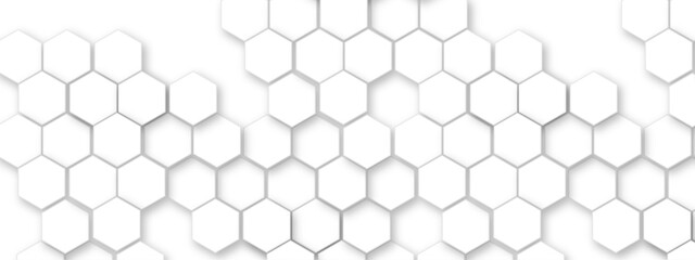 Vector technology background with hexagon concept design. Embossed Hexagon , honeycomb white shadow. Luxury White 3D futuristic honeycomb mosaic white background.