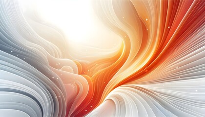 Abstract waves of orange and white hues flowing smoothly in a gradient with soft light