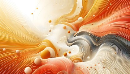 Abstract waves of orange and white hues flowing smoothly in a gradient with soft light