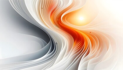 Abstract waves of orange and white hues flowing smoothly in a gradient with soft light