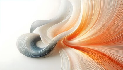 Abstract waves of orange and white hues flowing smoothly in a gradient with soft light