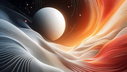 Abstract waves of orange and white hues flowing smoothly in a gradient with soft light