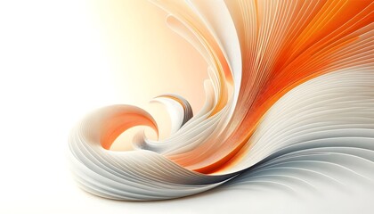 Abstract waves of orange and white hues flowing smoothly in a gradient with soft light