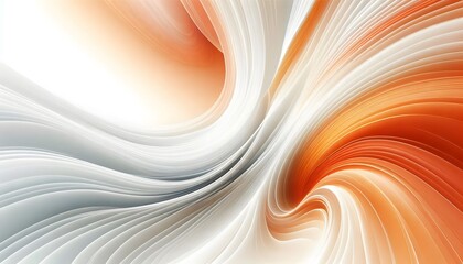Abstract waves of orange and white hues flowing smoothly in a gradient with soft light