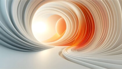 Abstract waves of orange and white hues flowing smoothly in a gradient with soft light
