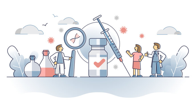 Covid vaccine as treatment cure for corona virus immunization outline concept, transparent background. Safe and approved injection as pharmacy help and aid for herd immunity illustration.