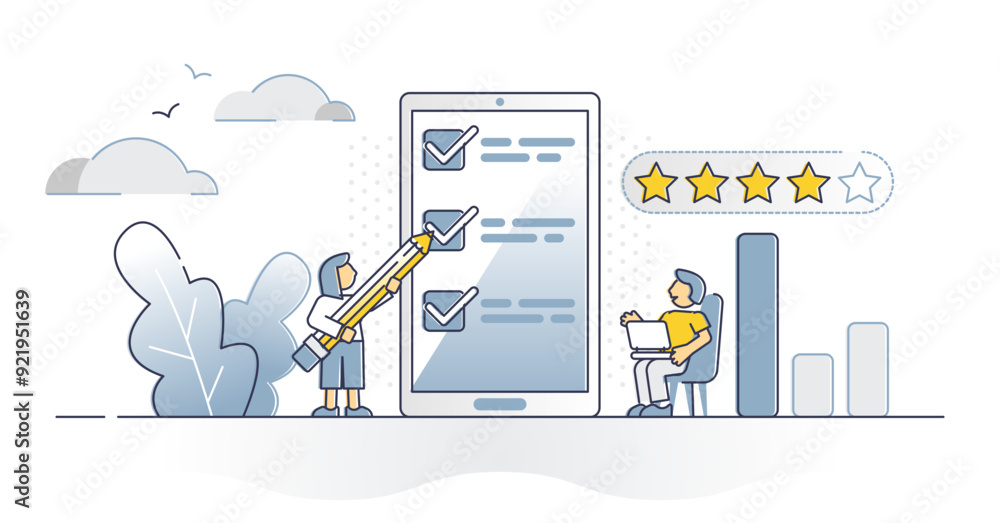 Poster survey rating answers report as client satisfaction research outline concept, transparent background