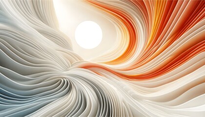 Abstract waves of orange and white hues flowing smoothly in a gradient with soft light