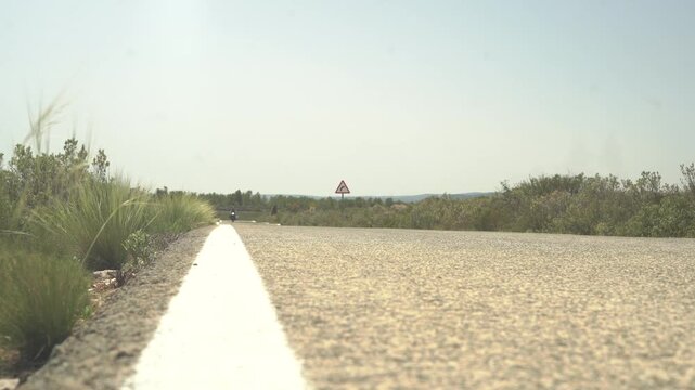 motorcycle rider in a country side road