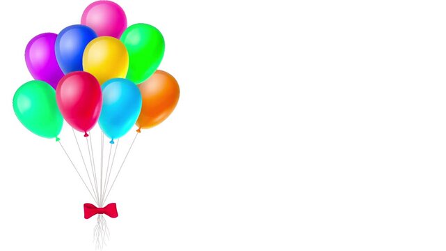 balloons isolated on white with happy birthday 