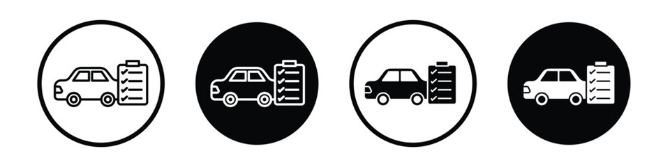 Car repair check list vector icon set black filled and outlined style.