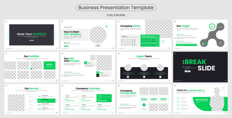 Creative business PowerPoint presentation slides template design. Use for modern keynote presentation background, brochure design, website slider, landing page, annual report, company profile