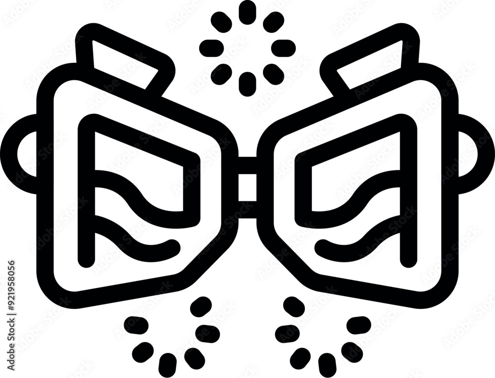 Poster virtual reality glasses simulating fireworks displaying with lights