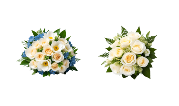 A bouquet of multicolored flowers on transparent background