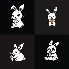 Rabbit eat carrot logo design vector illustration
