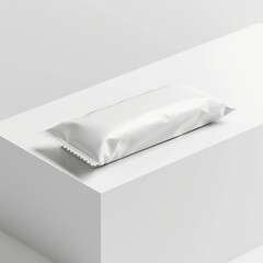 3d rendering White Blank Chocolate Bar snack bag isolated on white background. Packaging template mockup. 