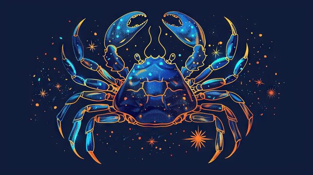 Cancer astrological icon, representing the zodiac sign and horoscope, designed as an esoteric celestial symbol