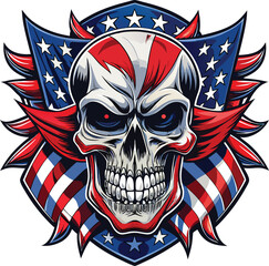 Skull with american flag illustration