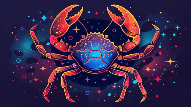 Cancer astrological icon, representing the zodiac sign and horoscope, designed as an esoteric celestial symbol