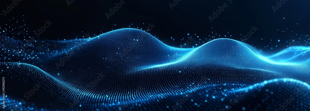 Poster an exciting waving dot texture with dazzling defocused particles, a technology digital wave backgrou