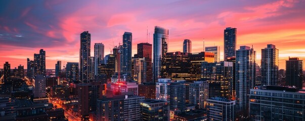 sunset over the city