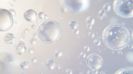 Close-up of abstract bubbles in a light greenish hue.