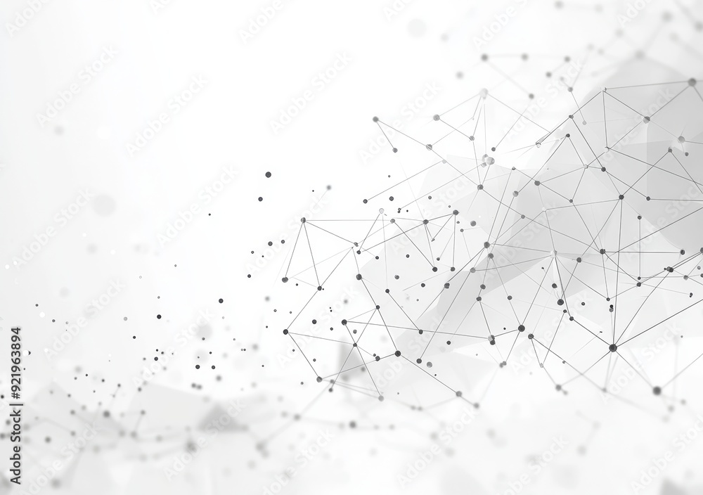 Poster a scientific and technological background connected by dots and lines.