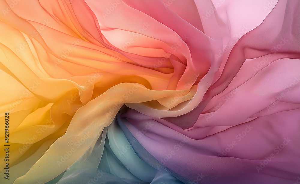 Aufkleber multicolored sheer fabric in soft flowing layers.