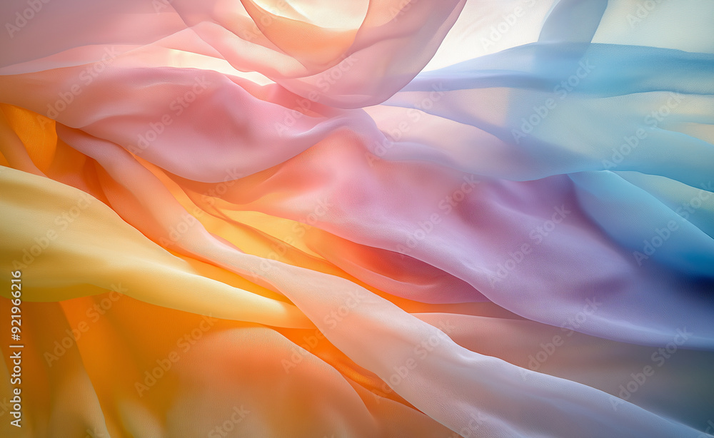 Aufkleber multicolored sheer fabric in soft flowing layers.