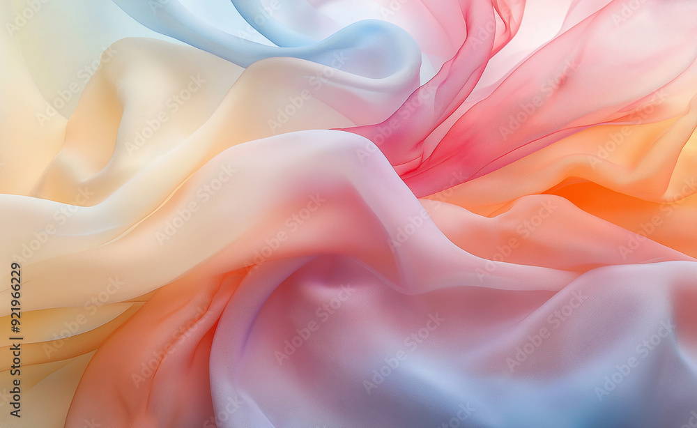 Aufkleber multicolored sheer fabric in soft flowing layers.