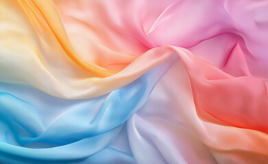 Obraz premium Multicolored sheer fabric in soft flowing layers.