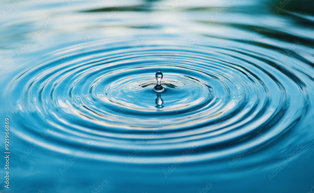 Aufkleber water drop creating ripples on a calm surface.